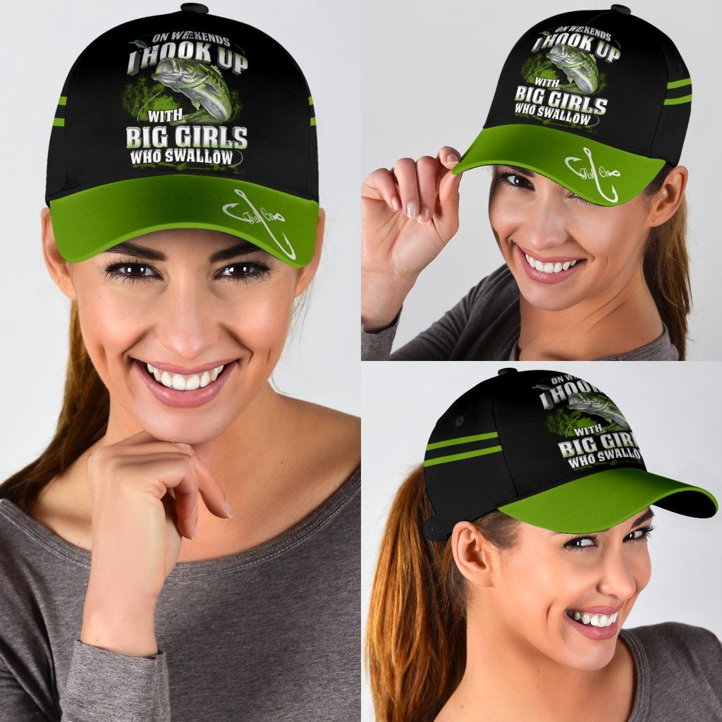 Green Bass Fishing Hook 3D Design Classic Cap For Travel Adventures Weekend Wear And Casual Style
