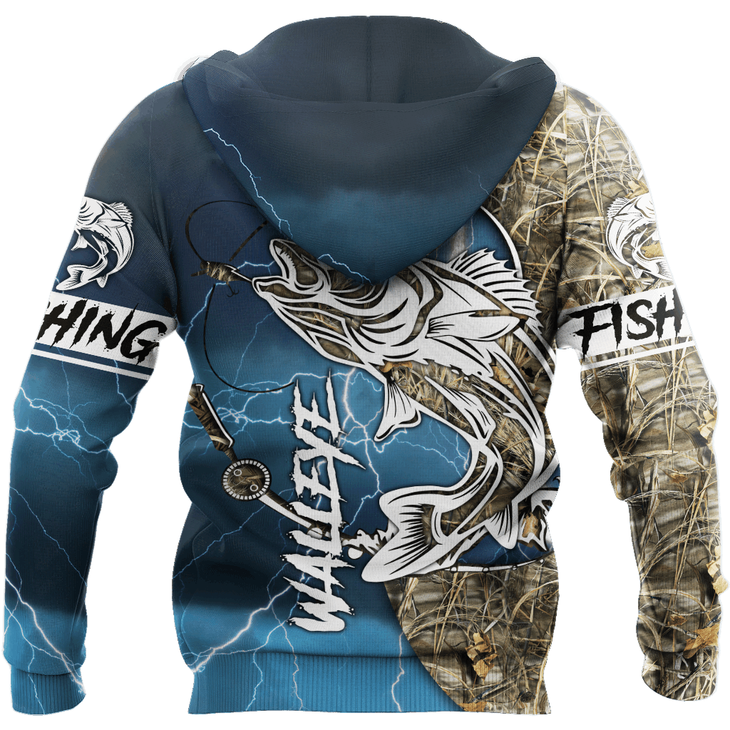 Blue Walleye Fishing Gear Hoodie For Angling Enthusiasts Travel Days And Relaxed Daily Wear
