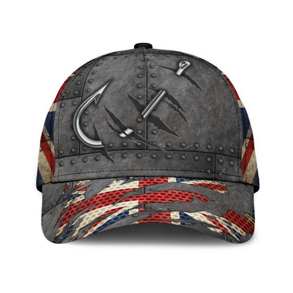 United Kingdom Fishing Hook 3D Design Classic Cap For Relaxed Outfits Outdoor Events And Holiday Trips