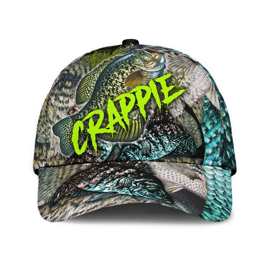 Crappie Fishing Skin Pattern Hook 3D Design Classic Cap For Casual Outfits Vacations And Everyday Styling