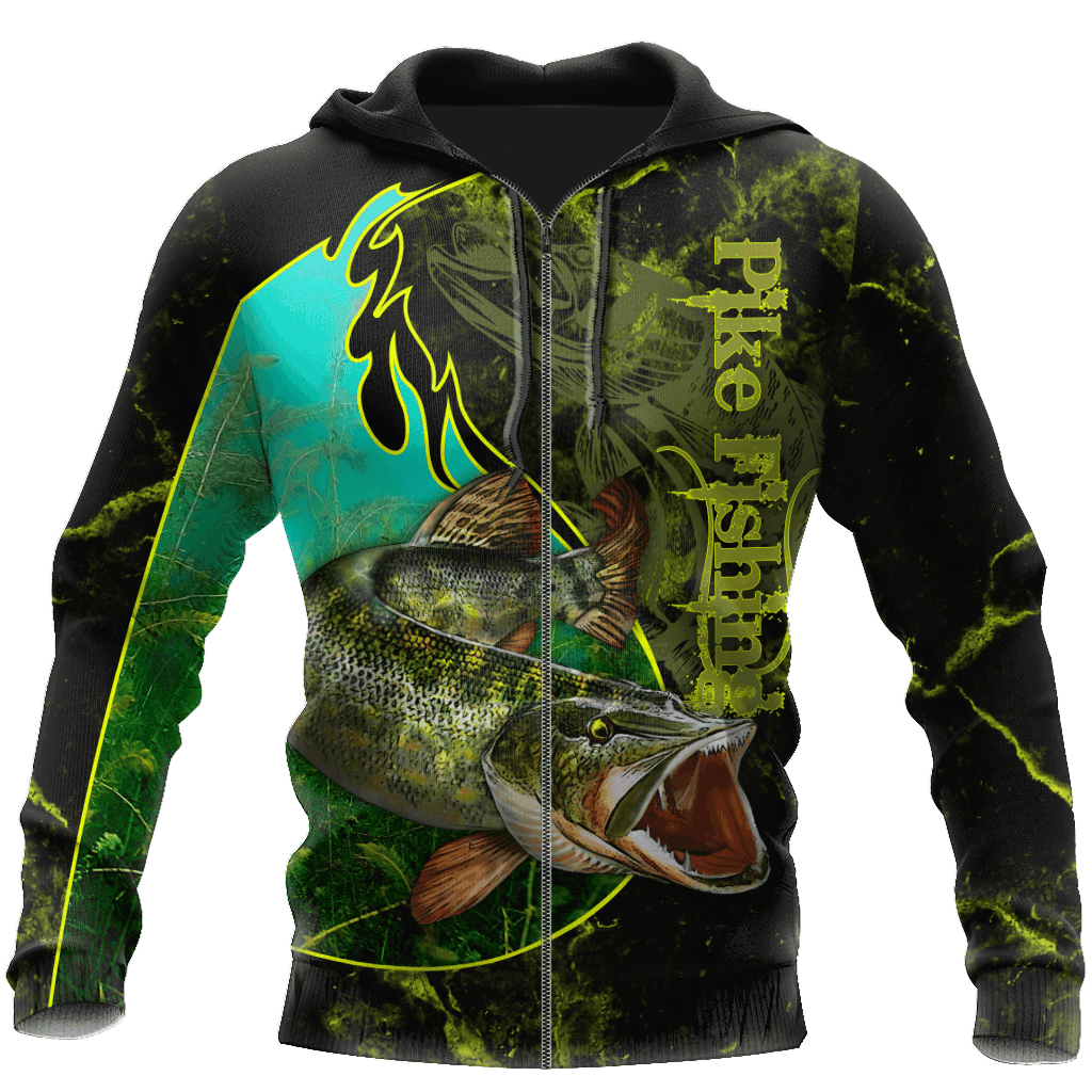 Northern Pike Fishing Underwater Yin Yang Camo Hoodie For Fishermen Camping Adventures And Comfortable Streetwear