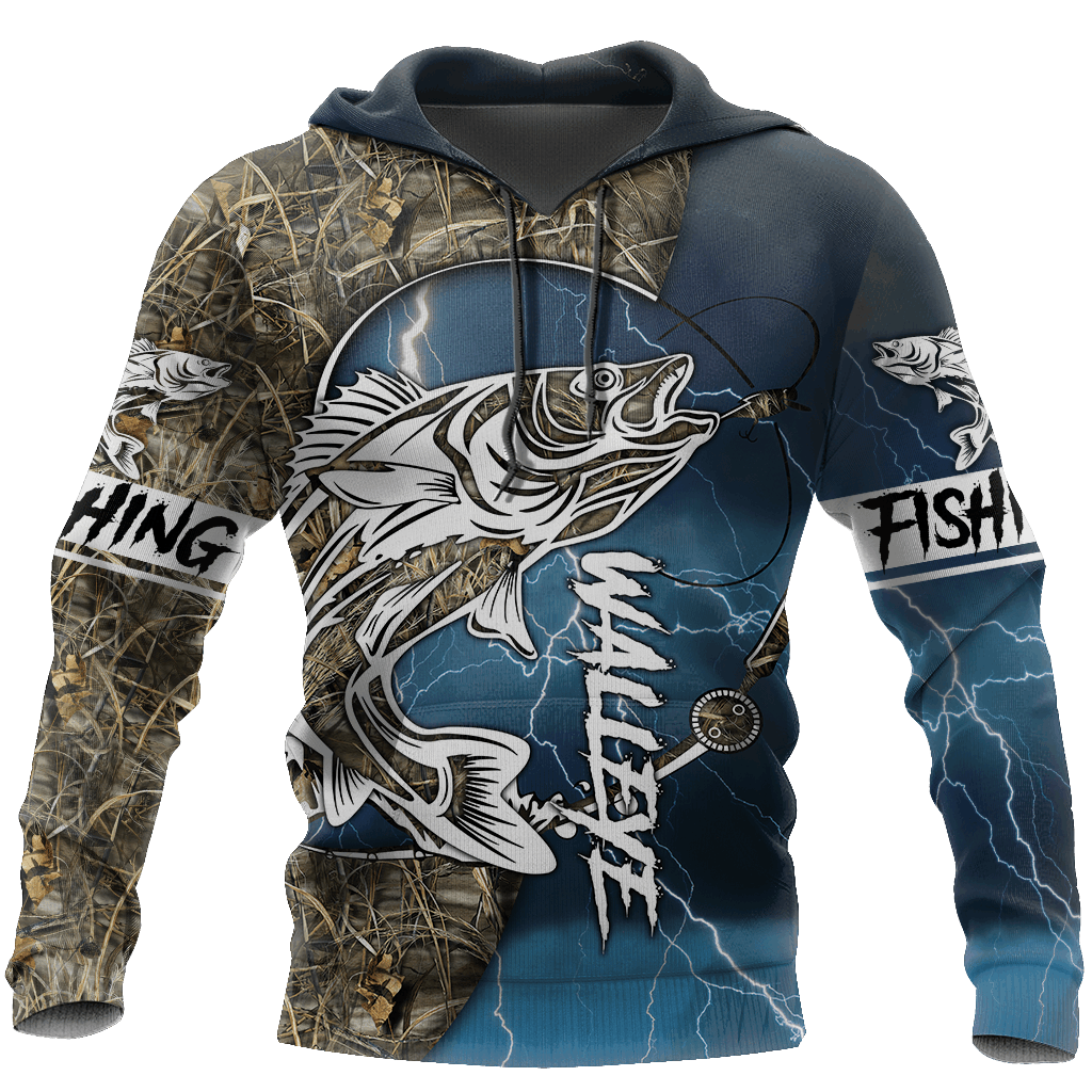 Blue Walleye Fishing Gear Hoodie For Angling Enthusiasts Travel Days And Relaxed Daily Wear