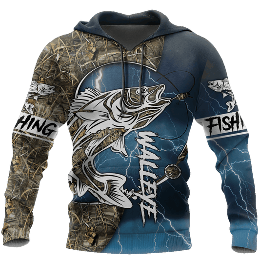 Blue Walleye Fishing Gear Hoodie For Angling Enthusiasts Travel Days And Relaxed Daily Wear