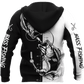 Black White Bass Fishing Tattoo Hoodie For Angling Enthusiasts Travel Days And Relaxed Daily Wear