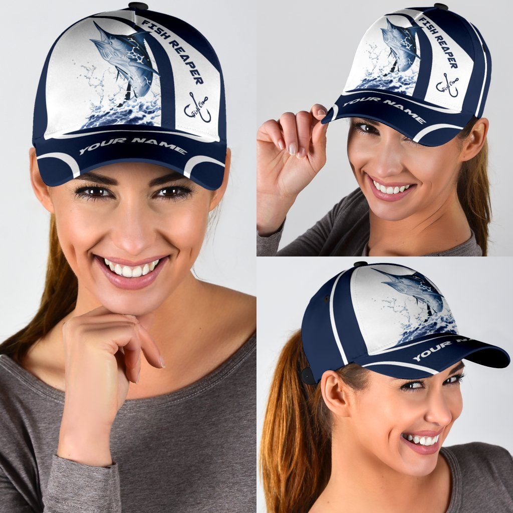 Custom Name Marlin Fishing Hook 3D Design Classic Cap For Coastal Trips Outdoor Activities And Gift Giving
