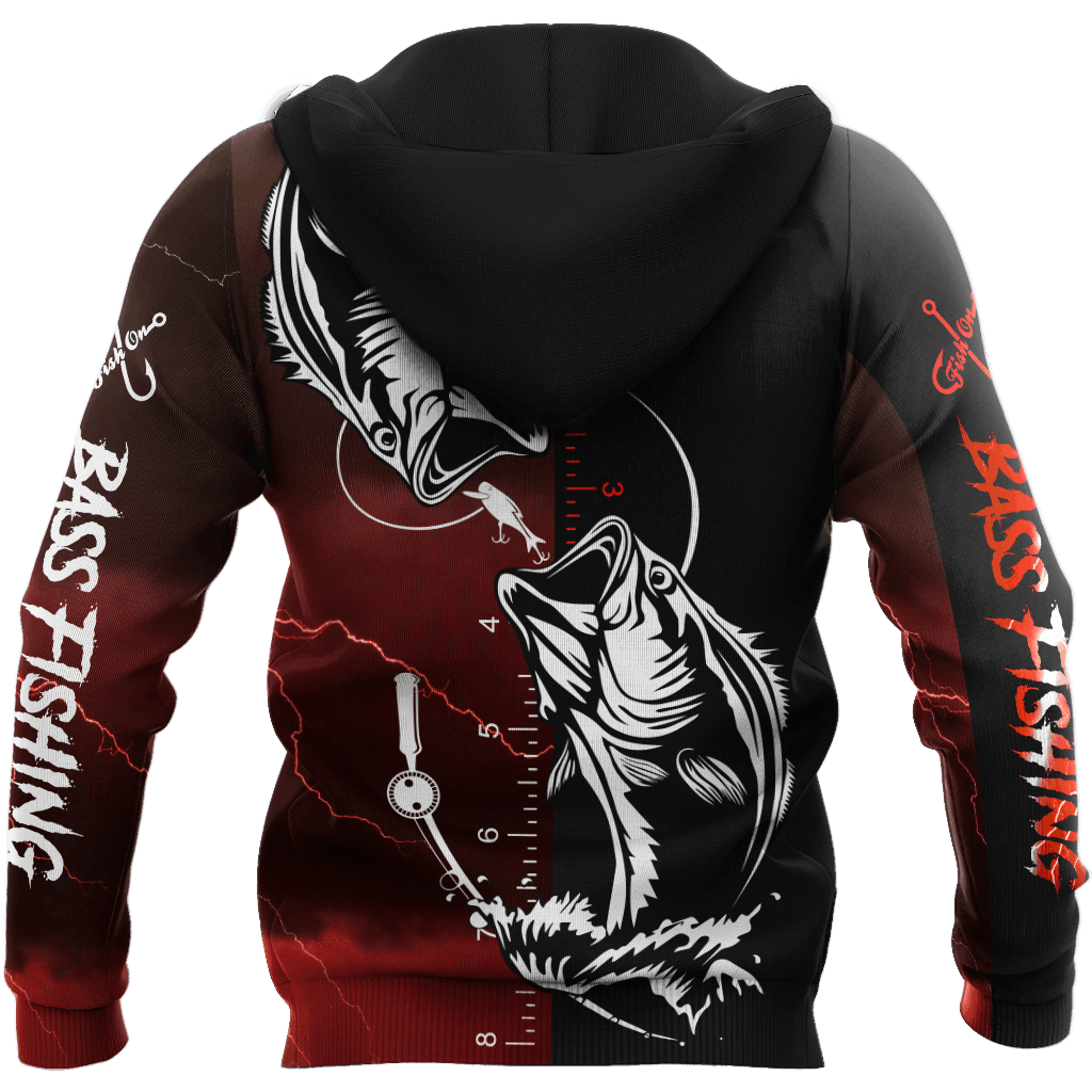 Red Bass Fishing Tattoo Hoodie For Lakeside Adventures Casual Streetwear And Seasonal Travel