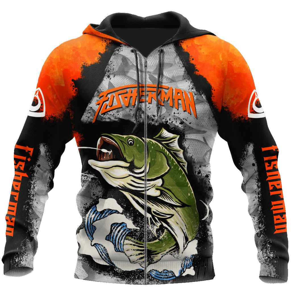 Orange Fisherman Big Game Fishing Hoodie For River Adventures Outdoor Events And Everyday Style