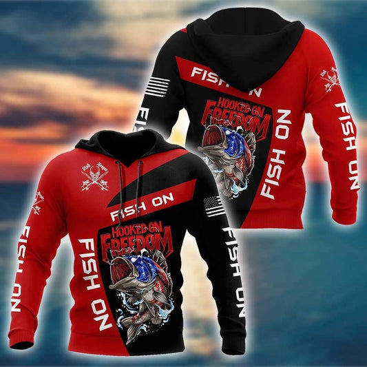 Hooked Freedom Fish Fishing Hoodie For Weekend Fishing Outdoor Comfort And Everyday Outfits
