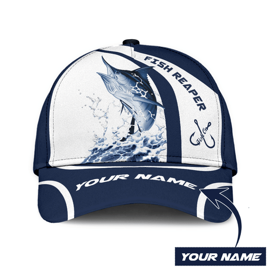 Custom Name Marlin Fishing Hook 3D Design Classic Cap For Coastal Trips Outdoor Activities And Gift Giving