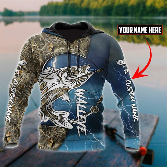 Blue Walleye Fishing Gear Hoodie For River Adventures Outdoor Events And Everyday Style