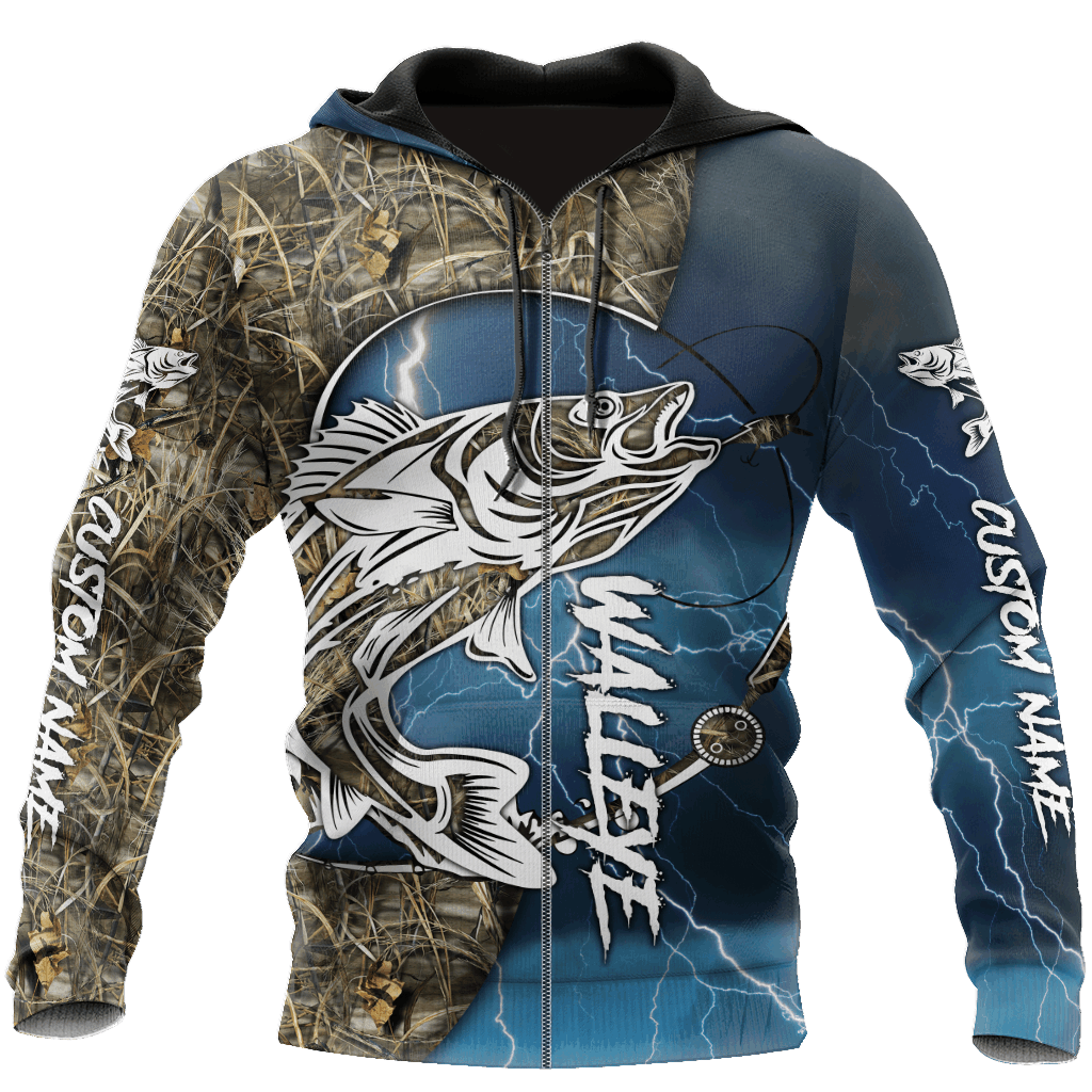 Blue Walleye Fishing Gear Hoodie For River Adventures Outdoor Events And Everyday Style