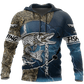Blue Northern Pike Fishing Camo Hoodie For Lake Days Outdoor Travel And Thoughtful Angler Gifting
