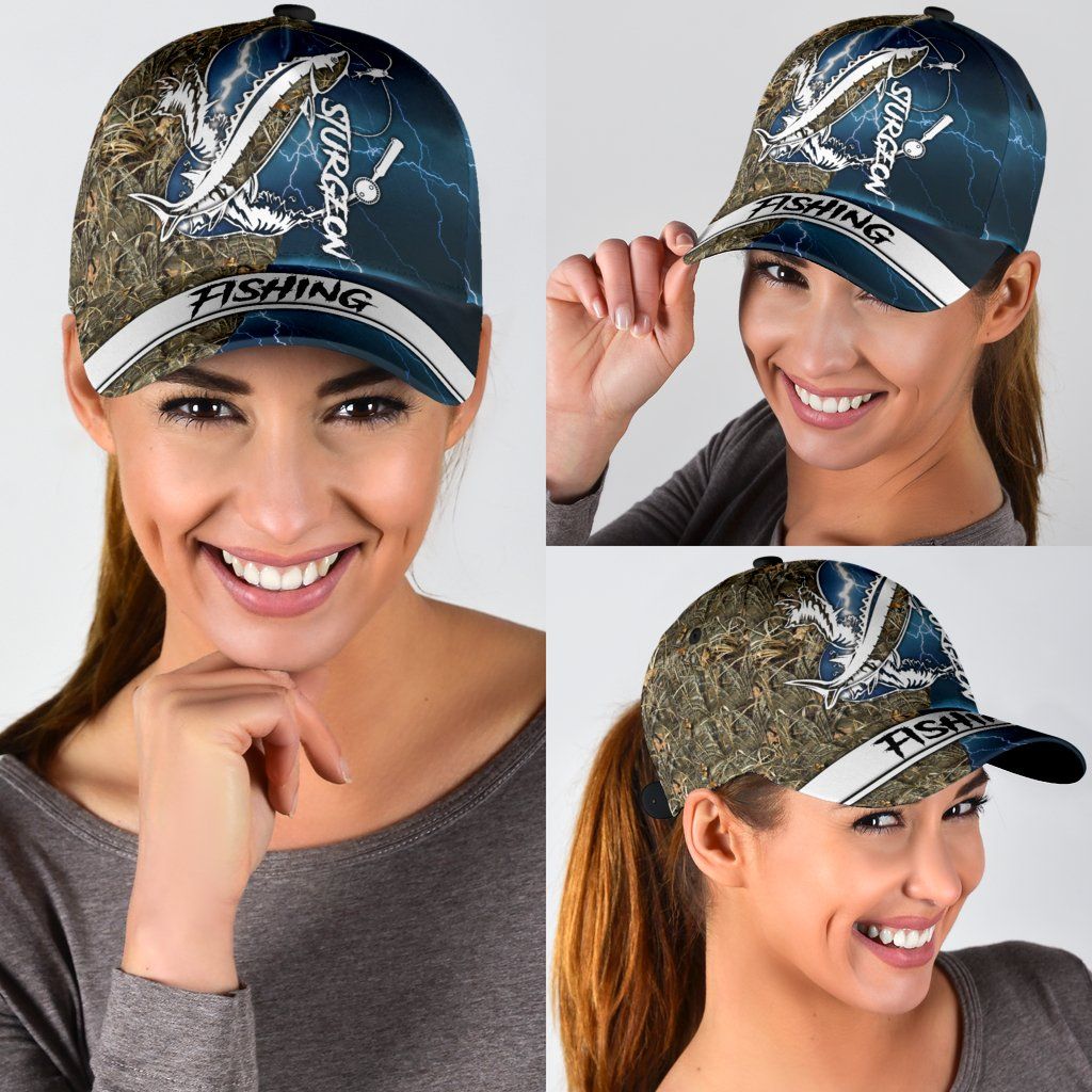 Sturgeon Fishing Hook 3D Design Classic Cap For Daily Comfort Outdoor Fun And Weekend Vacations