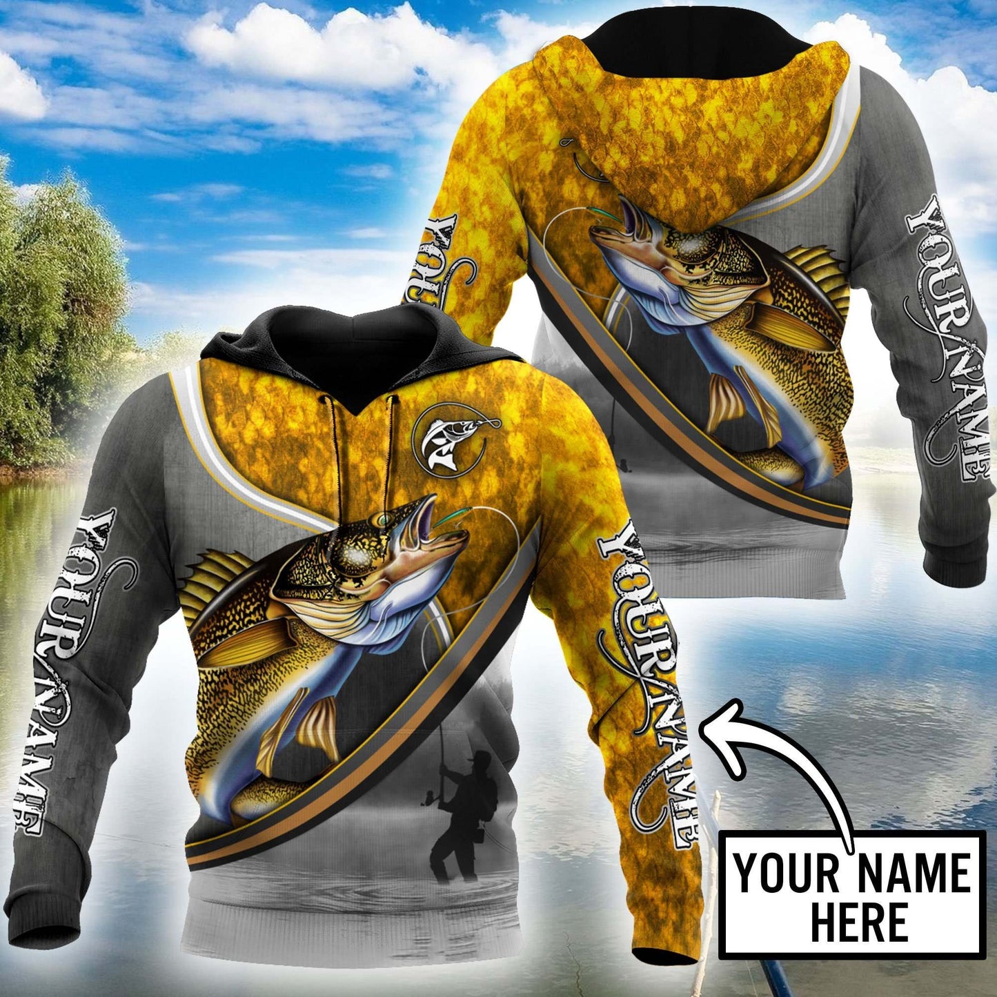 Walleye Fishing Fisherman Camo Hoodie For Lake Days Outdoor Travel And Thoughtful Angler Gifting