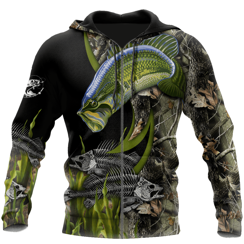Bass Fishing Fall Camo Reaper Hoodie For Angling Enthusiasts Travel Days And Relaxed Daily Wear