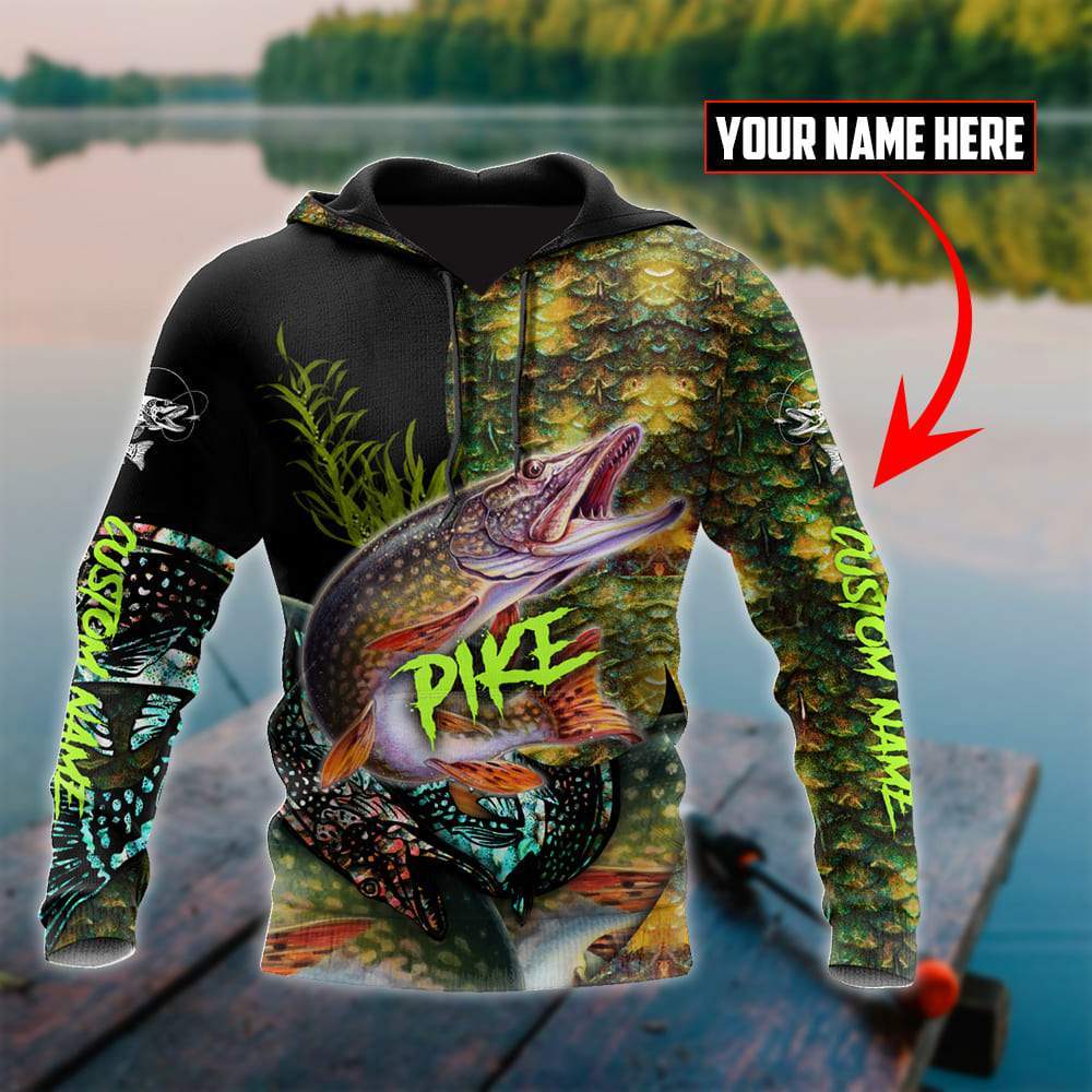 Northern Pike Skin Fishing Hoodie For Angling Enthusiasts Travel Days And Relaxed Daily Wear