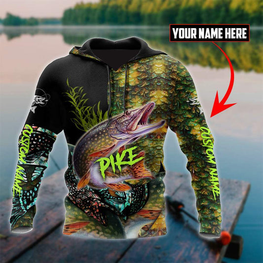 Northern Pike Skin Fishing Hoodie For Angling Enthusiasts Travel Days And Relaxed Daily Wear