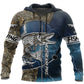Blue Northern Pike Fishing Camo Hoodie For Lake Days Outdoor Travel And Thoughtful Angler Gifting