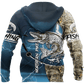 Blue Northern Pike Fishing Camo Hoodie For Lake Days Outdoor Travel And Thoughtful Angler Gifting