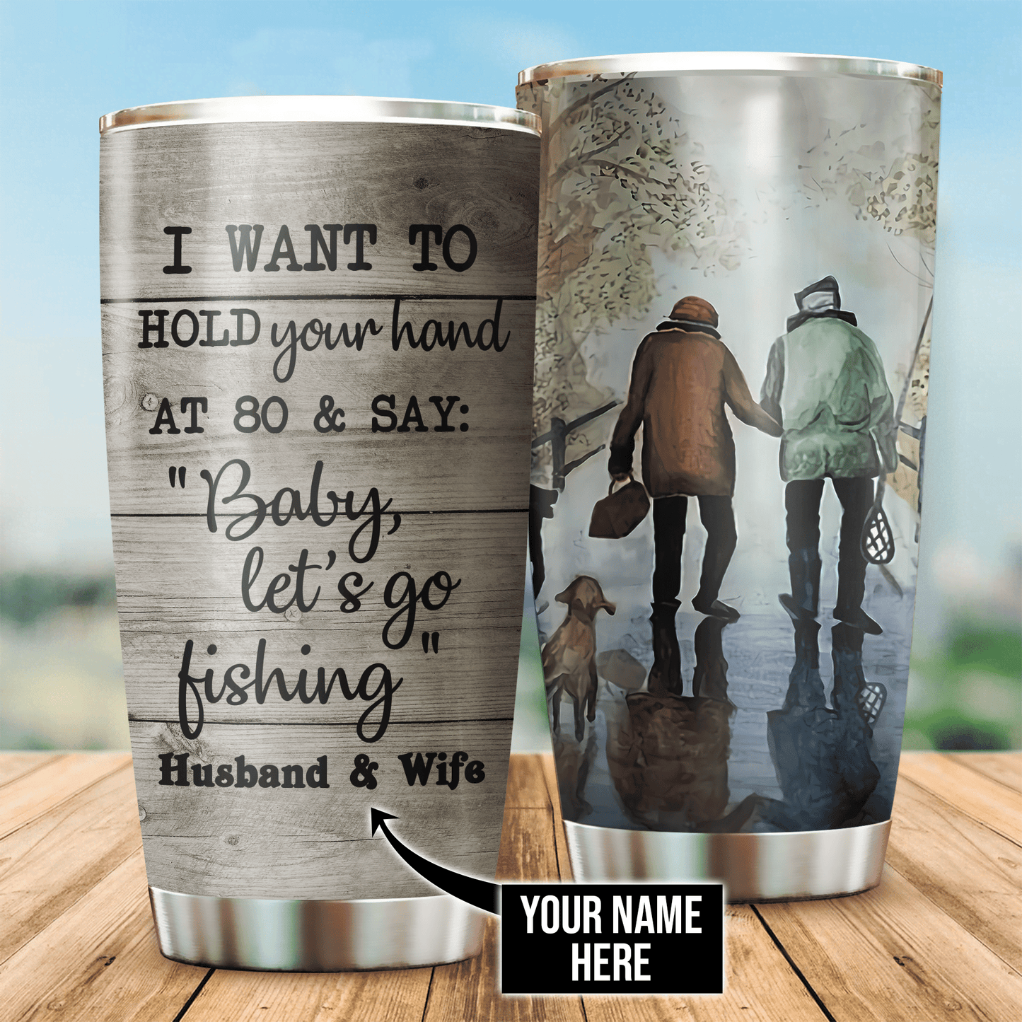 Fishing Couple I Want To Hold Your Hand Personalized 20 Oz Tumbler For Coffee Travel And Daily Drinks