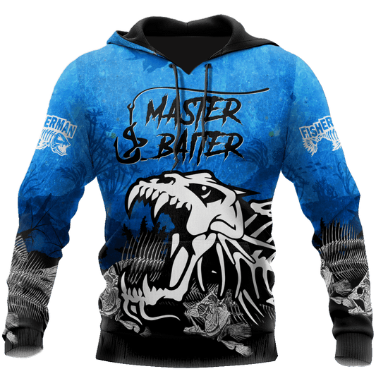 Blue Master Baiter Fishing Hoodie For Lake Days Outdoor Travel And Thoughtful Angler Gifting