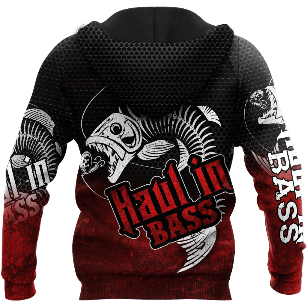 Red Haul Bass Fishing Reaper Hoodie For Angling Enthusiasts Travel Days And Relaxed Daily Wear