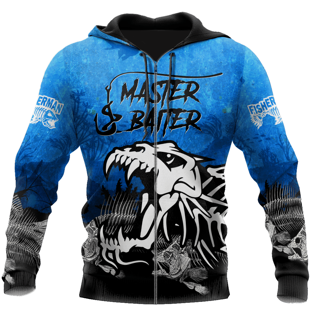 Blue Master Baiter Fishing Hoodie For Lake Days Outdoor Travel And Thoughtful Angler Gifting