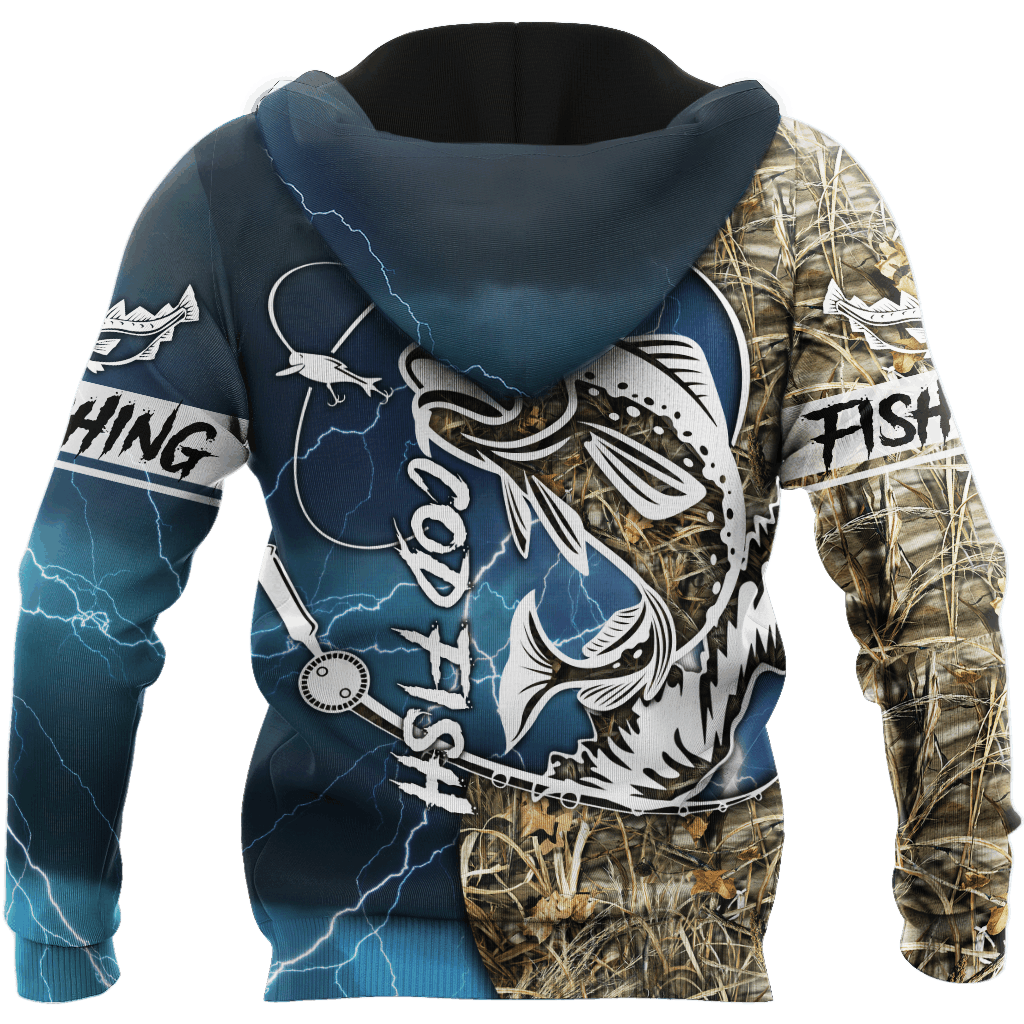Cod Fishing Sport Camo Tattoo Hoodie For Fishing Adventures Camping Travel And Casual Gift Ideas