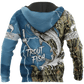 Blue Trout Fishing Tattoo Camo Hoodie For Anglers Outdoor Adventures Travel And Everyday Comfort