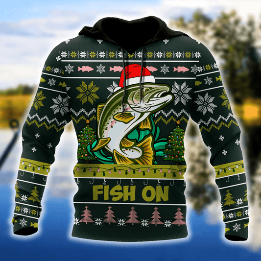 Trout Fishing Christmas Hat Hoodie For Holiday Gatherings Winter Travel And Seasonal Gifting