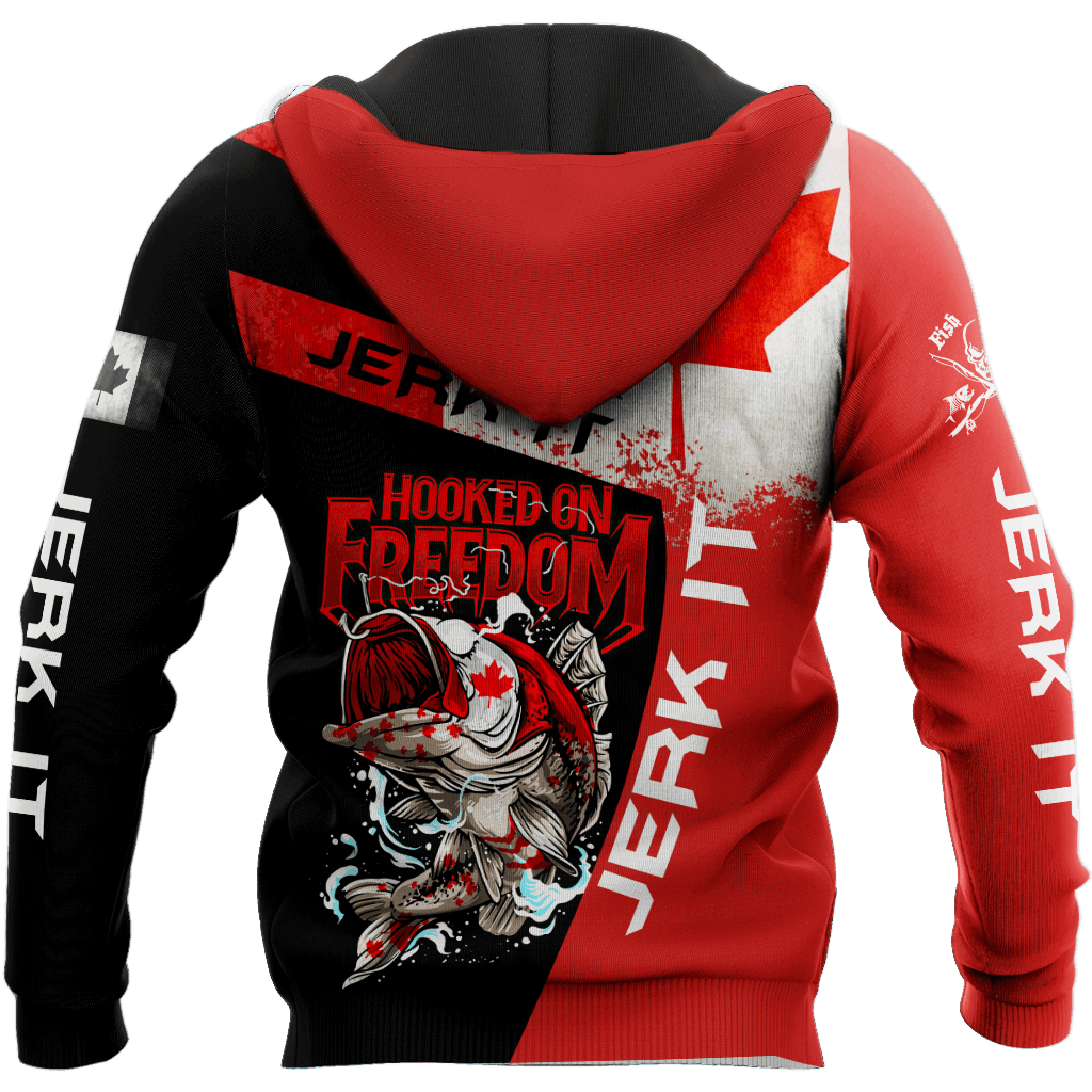 Hooked Freedom Canada Fishing Hoodie For Anglers Nature Trips Holidays And Relaxed Layering