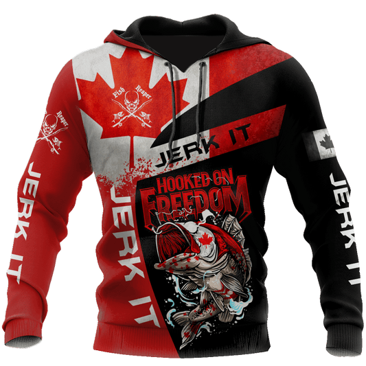 Hooked Freedom Canada Fishing Hoodie For Anglers Nature Trips Holidays And Relaxed Layering