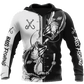 Black White Bass Fishing Tattoo Hoodie For Angling Enthusiasts Travel Days And Relaxed Daily Wear