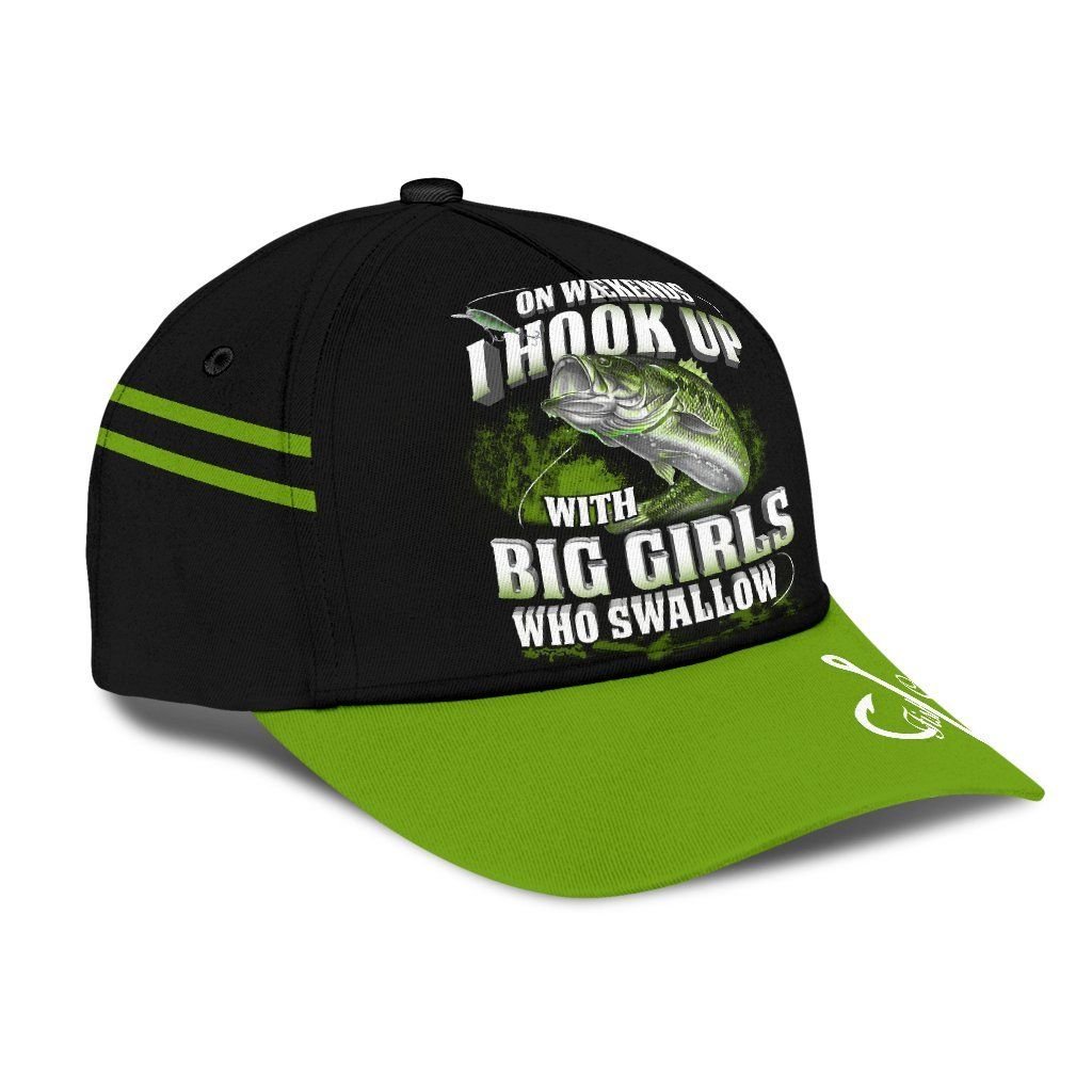 Green Bass Fishing Hook 3D Design Classic Cap For Travel Adventures Weekend Wear And Casual Style