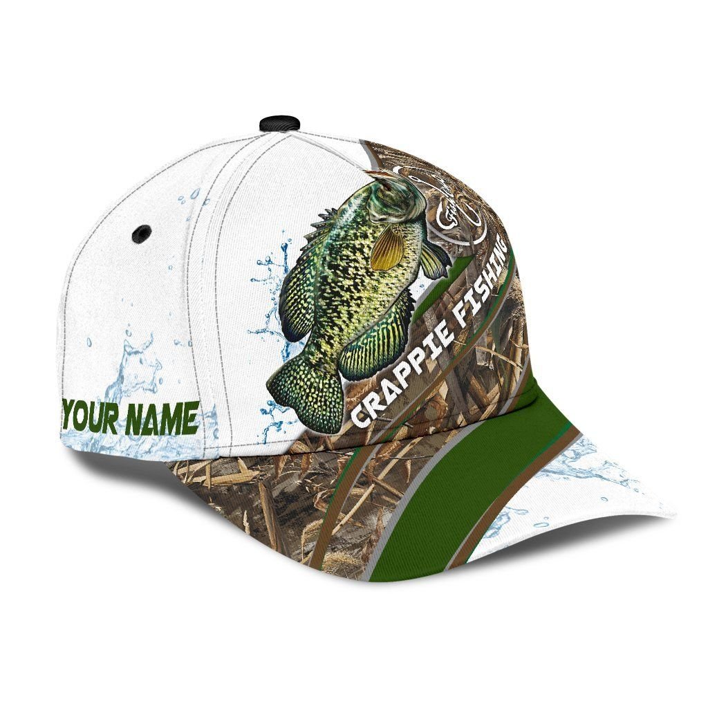 Custom Name Crappie Fishing Hook 3D Design Classic Cap For Casual Outfits Vacations And Everyday Styling