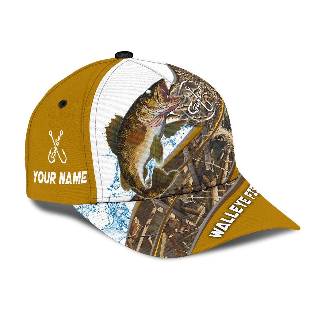 Custom Name Walleye Fishing Hook 3D Design Classic Cap For Relaxed Outfits Outdoor Events And Holiday Trips