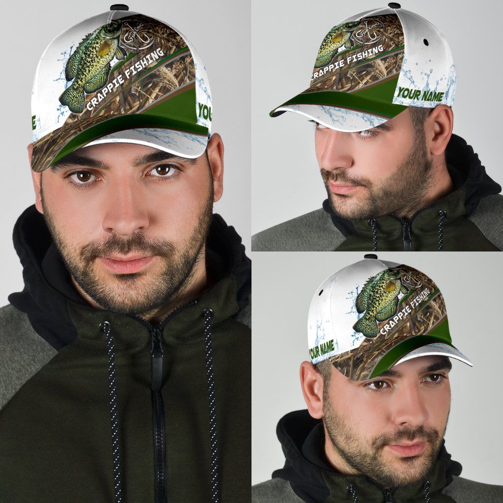 Custom Name Crappie Fishing Hook 3D Design Classic Cap For Casual Outfits Vacations And Everyday Styling