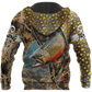 Trout Salmon Fishing Underwater Camo Hoodie For Fishing Adventures Camping Travel And Casual Gift Ideas
