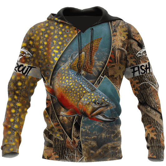 Trout Salmon Fishing Underwater Camo Hoodie For Fishing Adventures Camping Travel And Casual Gift Ideas