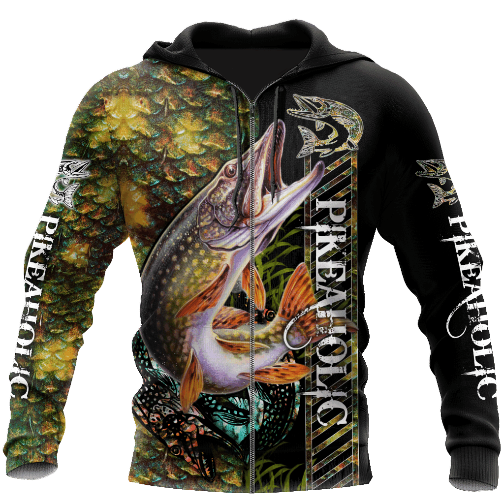Fishing Enthusiast Northern Pike Camo Hoodie For Coastal Fishing Trips Casual Outfits And Weekend Travel