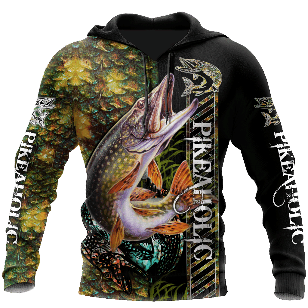 Fishing Enthusiast Northern Pike Camo Hoodie For Coastal Fishing Trips Casual Outfits And Weekend Travel