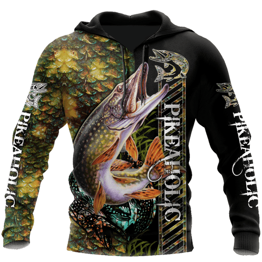 Fishing Enthusiast Northern Pike Camo Hoodie For Coastal Fishing Trips Casual Outfits And Weekend Travel