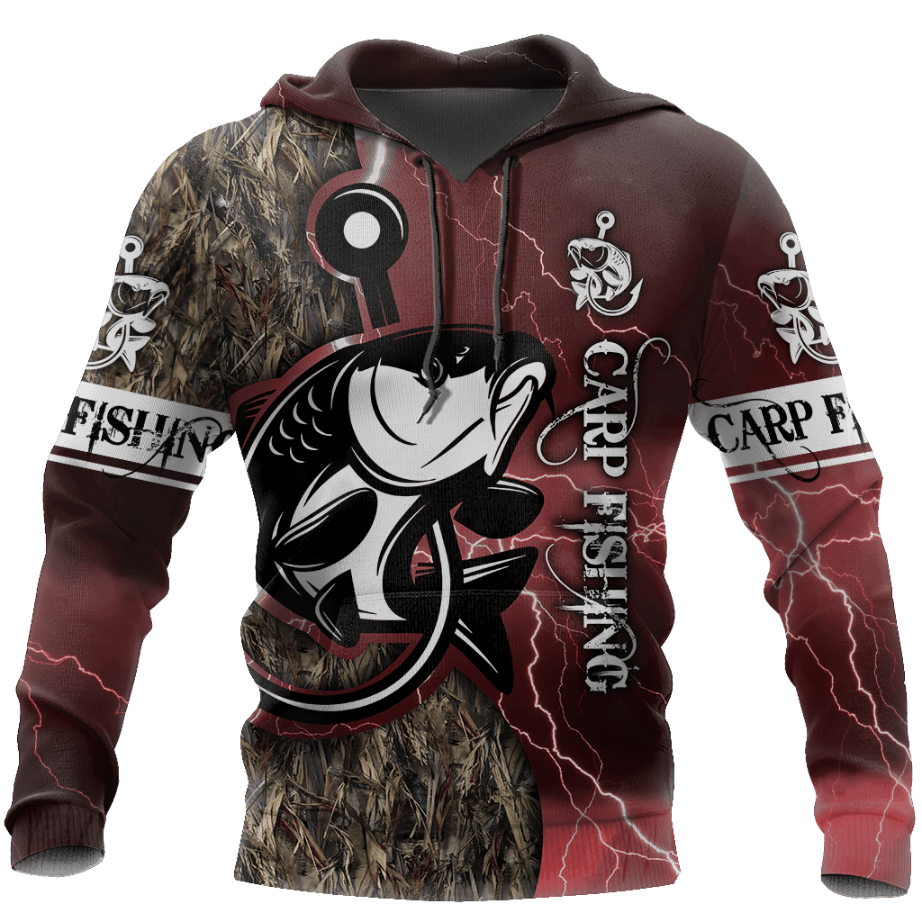 Red Best Carp Fishing Hoodie For Lakeside Adventures Casual Streetwear And Seasonal Travel