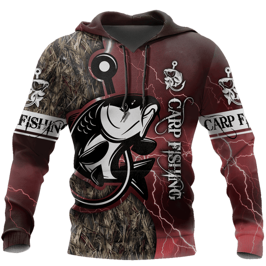 Red Best Carp Fishing Hoodie For Lakeside Adventures Casual Streetwear And Seasonal Travel