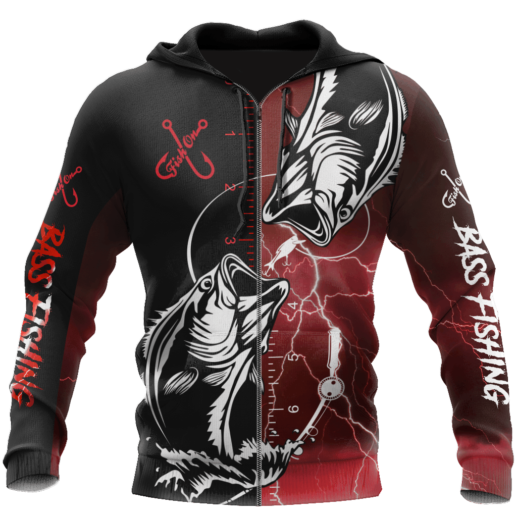 Red Bass Fishing Tattoo Hoodie For Lakeside Adventures Casual Streetwear And Seasonal Travel