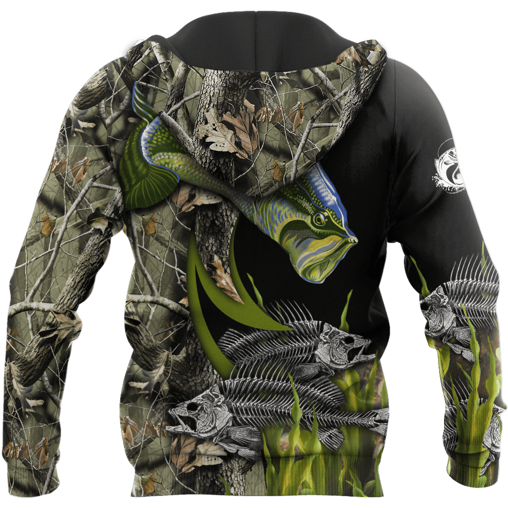 Bass Fishing Fall Camo Reaper Hoodie For Angling Enthusiasts Travel Days And Relaxed Daily Wear