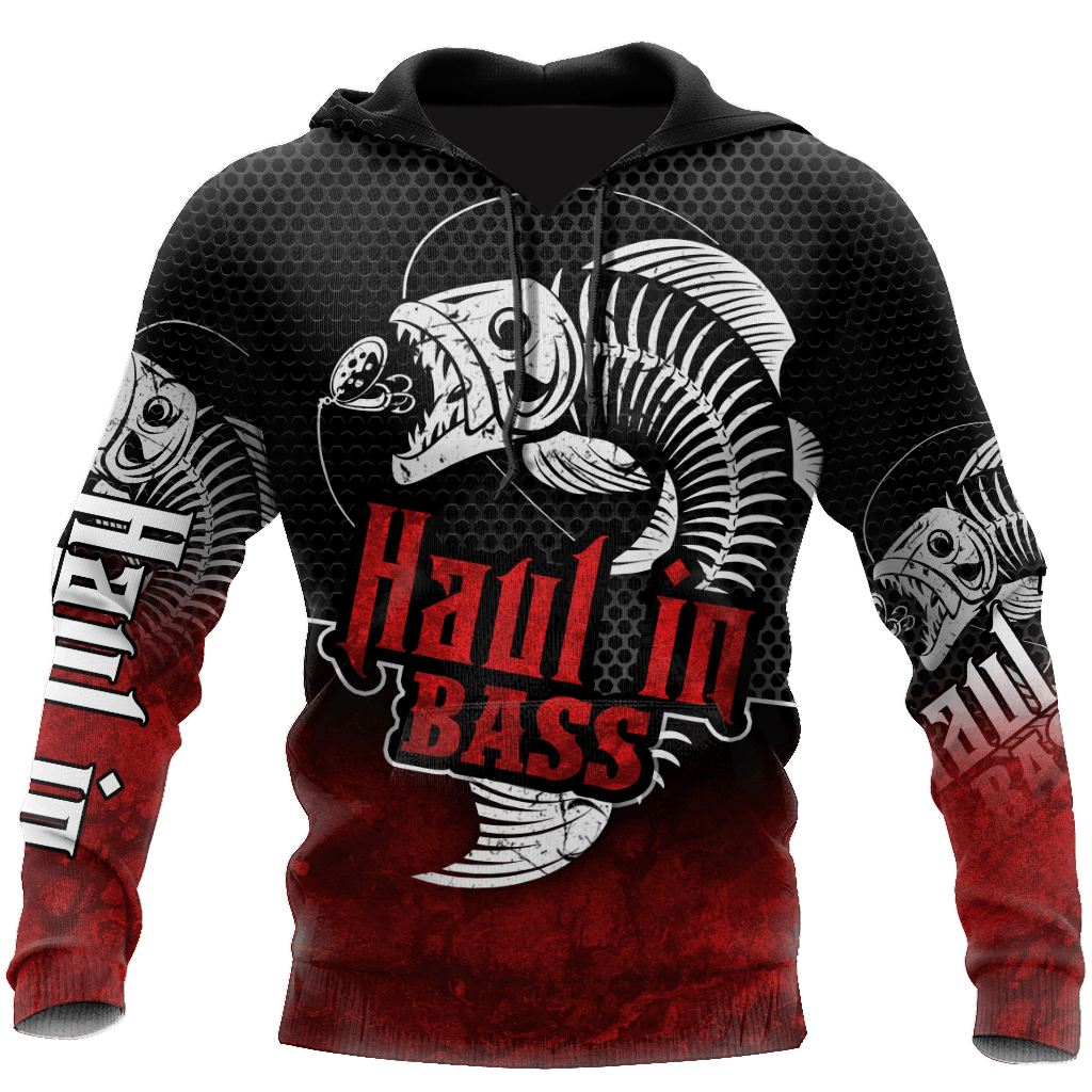 Red Haul Bass Fishing Reaper Hoodie For Angling Enthusiasts Travel Days And Relaxed Daily Wear