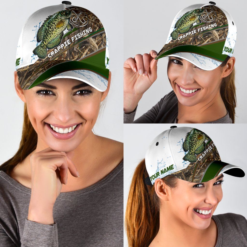 Custom Name Crappie Fishing Hook 3D Design Classic Cap For Casual Outfits Vacations And Everyday Styling
