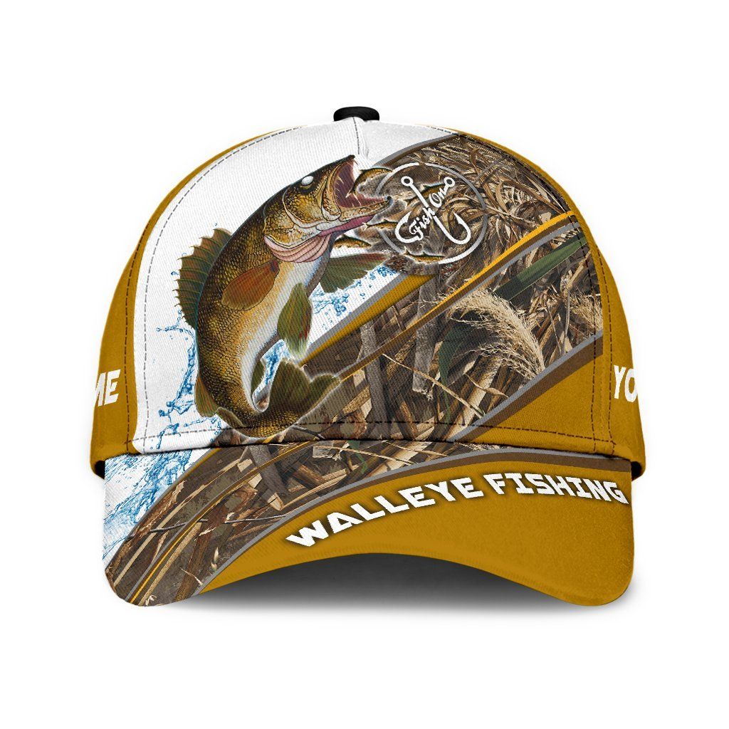 Custom Name Walleye Fishing Hook 3D Design Classic Cap For Relaxed Outfits Outdoor Events And Holiday Trips