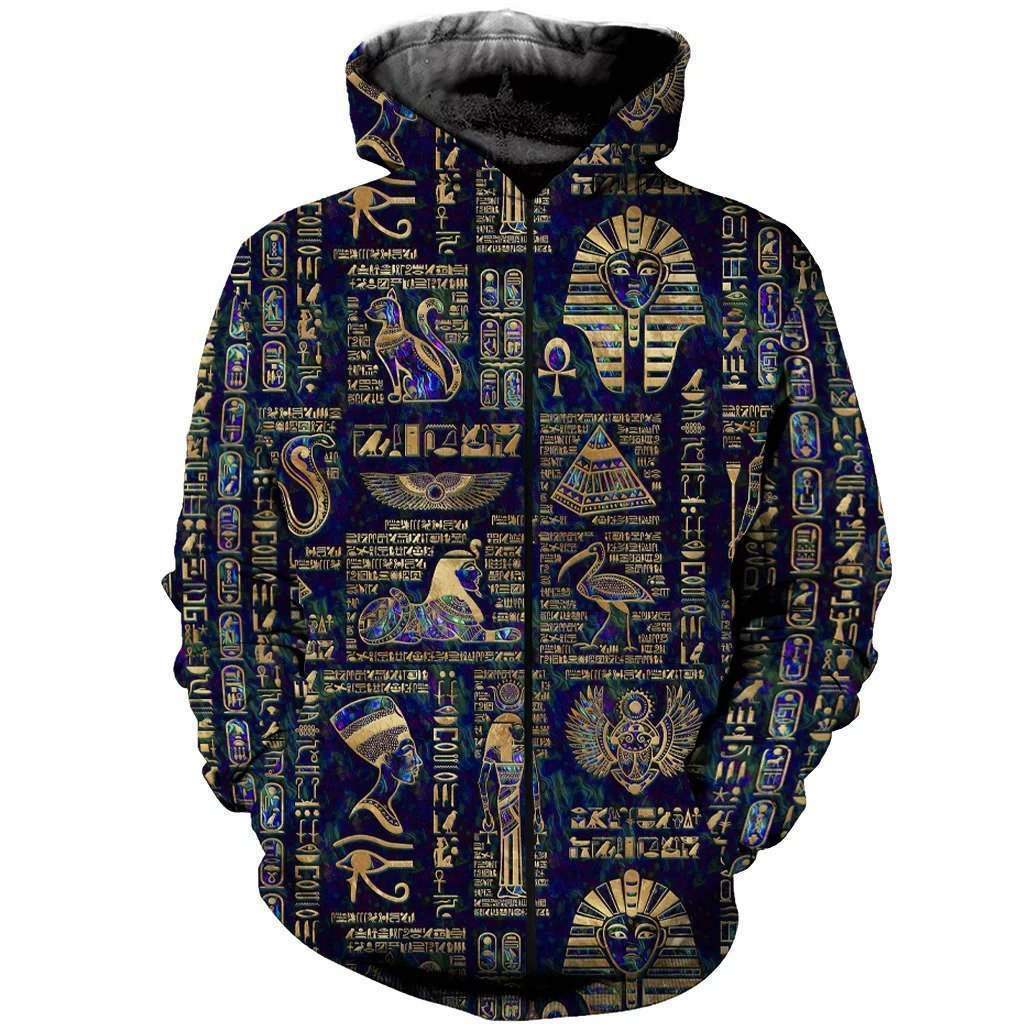 Egyptian Hieroglyphs Deities Hoodie For Relaxed Streetwear Weekend Travel And Everyday Style